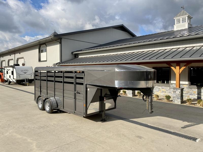 2021 Delta 16' Gooseneck Livestock Trailer 7000# GVW * GREY * CENTER GATE * ESCAPE DOOR * DEXTER 2021 Delta 16' Gooseneck Livestock Trailer 7000# GVW * GREY * CENTER GATE * ESCAPE DOOR * DEXTER