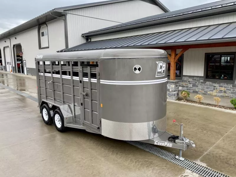 2025 Corn Pro 16' Livestock Trailer 7000# GVW * BEIGE * TORSION SUSPENSION * DEXTER AXLES * 225/75/R15 8-PLY TIRES * HD FENDERS * CENTER AND REAR SLAM GATES * 4" CHANNEL TONGUE * URETHANE PAINT * KILN DRIED LUMBER