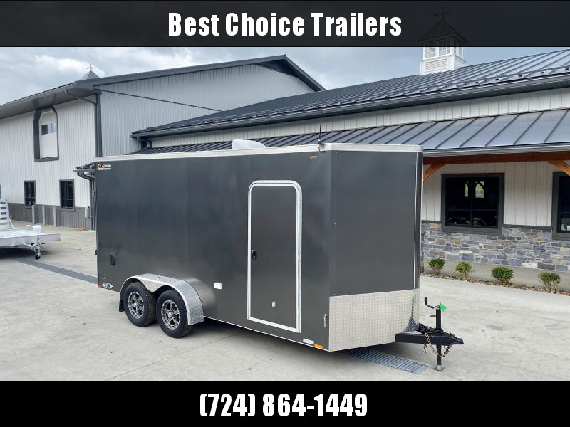 USED 2018 Legend Trailers 7x14' Enclosed Cargo Trailer 7000# GVW * 7' INTERIOR HEIGHT * SCREWLESS EXTERIOR * CHARCOAL * RV DOOR * RAMP DOOR * ALUMINUM WHEELS * DIAMOND PLATE FENDERS * ROCK GUARD * 110V PACKAGE * SPARE TIRE * MURPHY BED * AND MORE!! USED 2018 Legend Trailers 7x14' Enclosed Cargo Trailer 7000# GVW * 7' INTERIOR HEIGHT * SCREWLESS EXTERIOR * CHARCOAL * RV DOOR * RAMP DOOR * ALUMINUM WHEELS * DIAMOND PLATE FENDERS * ROCK GUARD * 110V PACKAGE * SPARE TIRE * MURPHY BED * AND MORE!!
