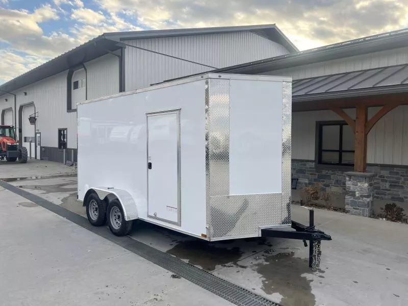 2026 Xtreme Cargo 7x14 Enclosed Cargo Trailer 7000# GVW * 7' HEIGHT UTV PKG * 16" O.C. FLOOR AND WALLS * WHITE .080 POLYCOR SEMI-SCREWLESS EXTERIOR * RV DOOR * PLYWOOD WALLS AND FLOOR * TUBE STUDS