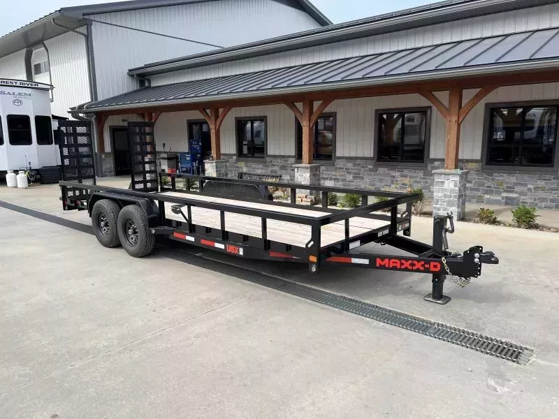 2026 Maxxd 7x20' U5X HD Utility Landscape Trailer 14000# GVW * HD STAND UP RAMPS * 3X3" TUBE TOPRAIL * 1' DOVE * DOUBLE BROKE FENDERS * TRIPLE TUBE TONGUE * SLIPPER SUSPENSION * WET BLACK + PRIMER * ADJUSABLE COUPLER * 12K JACK * SEALED HARNESS