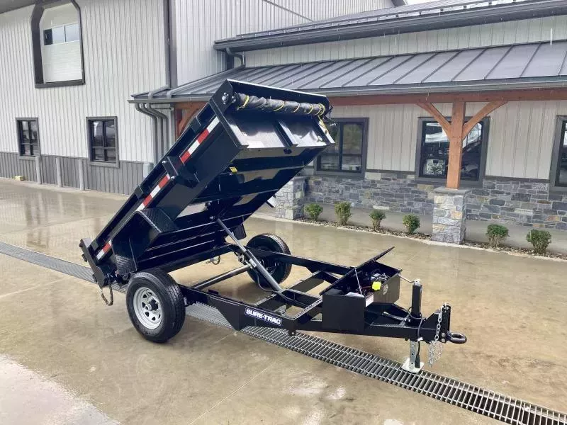 2026 Sure-Trac 5x8' Single Axle Dump Trailer 5000# GVW * COMBO DOORS * ADJUSTABLE COPUPLER * DROP LEG JACK * INTEGRATED KEYWAY * SPARE TIRE MOUNT * TARP PREP * D-RINGS * DIAMOND PLATE FENDERS * POWER UP/POWER DOWN * TRIPLE TUBE TONGUE * BULLET