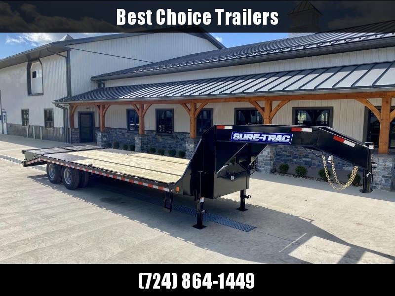 2023 Sure-Trac 102x25' Gooseneck Beavertail Deckover Trailer 22500# GVW * FULL WIDTH RAMPS (STAND UP OR FLIPOVER) * DEXTER AXLES * 12" I-BEAM * PIERCED FRAME * RUBRAIL/STAKE POCKETS/PIPE SPOOLS/10 D-RINGS * CROSS TRAC BRACING * HD BEAVERTAIL 2023 Sure-Trac 102x25' Gooseneck Beavertail Deckover Trailer 22500# GVW * FULL WIDTH RAMPS (STAND UP OR FLIPOVER) * DEXTER AXLES * 12" I-BEAM * PIERCED FRAME * RUBRAIL/STAKE POCKETS/PIPE SPOOLS/10 D-RINGS * CROSS TRAC BRACING * HD BEAVERTAIL