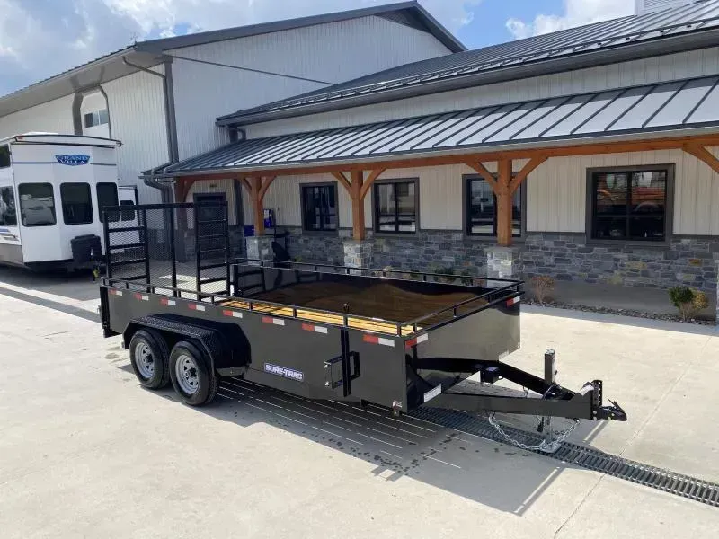 2026 Sure-Trac 7x16' Steel High Side Utility Trailer 9900# GVW * 24" STEEL SOLID SIDES * HD REINFORCED 5' GATE W/ ASSIST * 5200# AXLES * BIGGER AXLES/HEAVIER SUSPENSION/LARGER RUBBER * PROTECTED WIRING * 7K SET BACK JACK * TRIPLE TUBE TONGUE * 5" TONGUE