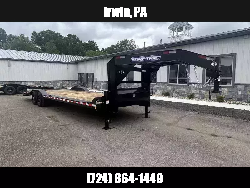 2026 Sure-Trac 102x28' Gooseneck Car Hauler Equipment Trailer 14000# GVW * 8' SLIDE OUT PUNCH PLATE RAMPS * 102" DECK * DRIVE OVER FENDERS * BUGGY HAULER * DUAL JACKS * FRONT TOOLBOX * RUBRAIL/STAKE POCKETS/D-RINGS 1762828301