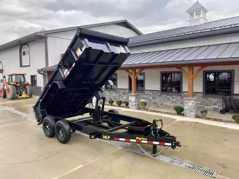 2026 Big Tex Trailers 14LP 7x14' HD Low Profile Dump Trailer 14000# GVW * RED POWDERCOAT * SCISSOR HOIST * 8" I-BEAM FRAME * UNDERMOUNT RAMPS * COMBO GATE * 12K JACK * 24" 10 GA SIDES * TARP KIT * REAR STABILIZER JACKS