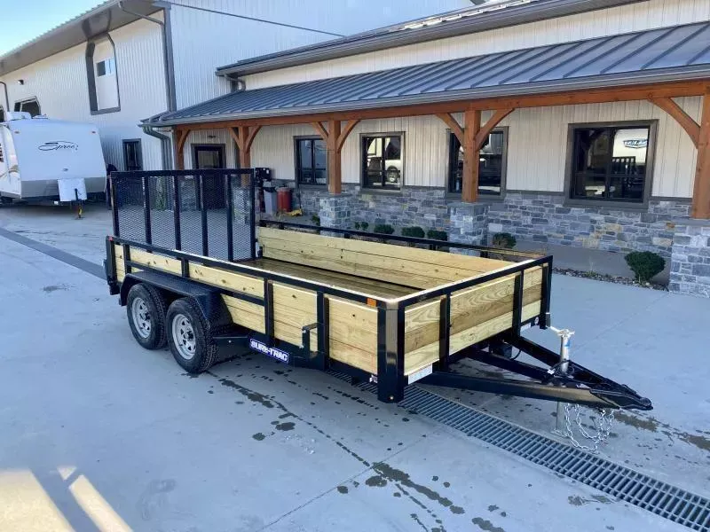 2026 Sure-Trac 7x14' High Side Utility Landscape Trailer 7000# GVW * 24" 3-BOARD HIGH SIDE * 2" TUBE TOP RAIL * 2X2" TUBE GATE C/M + SPRING ASSIST + FOLD FLAT * TOOLESS GATE REMOVAL * SPARE MOUNT * PROTECTED WIRING * SET BACK JACK * TRIPLE TUBE TONGUE