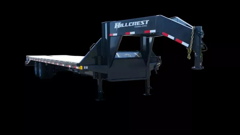 2026 Hillcrest 102x25' Gooseneck Beavertail Deckover Trailer 22990# * HDSS SUSPENSION * ENGINEERED NECK * PIERCED I-BEAM FRAME * FULL WIDTH RAMPS * CHARCOAL * 12" / 19# I-BEAM * FRONT TOOLBOX / DUAL JACKS * TORQUE TUBE