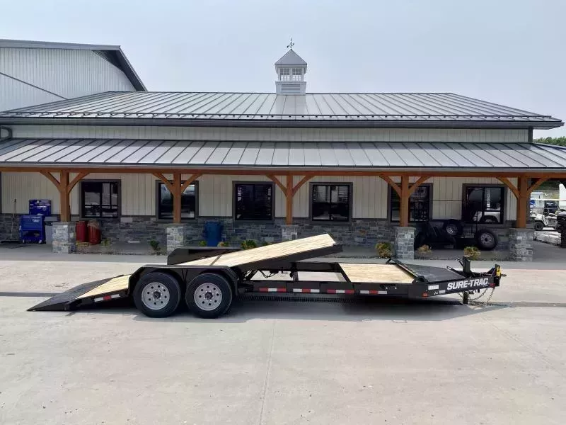 2026 Sure Trac 7x20' Pro Series I-Beam Gravity Tilt Equipment Trailer 17600# GVW * 8000# AXLE UPGRADE * 16+4' SPLIT DECK * 17.5" 16-PLY RUBBER * 3 3/8" BRAKES * 8" I-BEAM FRAME * OVERSIZE TOOLBOX * HD COUPLER * 12K 2-SPEED JACK * EXTENDED TONGUE