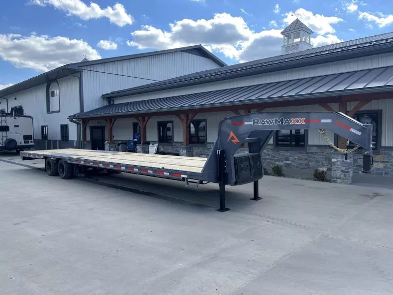 2026 RawMaxx 102x40' Gooseneck Deckover Trailer 30000# GVW * 15000# DEXTER AXLES * HYDRAULIC JACKS * SLIDE IN RAMPS * HDSS SUSPENSION * 17.5" TIRES * EOH BRAKES * PIERCED I-BEAM FRAME * RUBRAIL/STAKE POCKETS/CHAIN SPOOLS/D-RINGS * WINCH PLATE