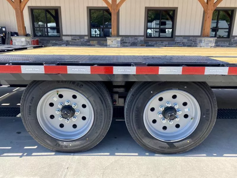 2025 Sure-Trac 102x25' HD Beavertail Deckover Trailer 17600# GVW * 8000# AXLES * 17.5" 16-PLY TIRES * 3 3/8" BRAKES * FULL WIDTH RAMPS * 12" I-BEAM * PIERCED FRAME * RUBRAIL/STAKE POCKETS/PIPE SPOOLS/10 D-RINGS qyG2LYp1eu77