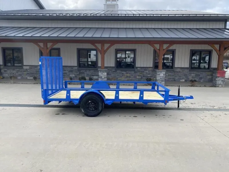 2026 Rice Trailers 76"x14' Landscape Utility Trailer 2990# GVW * AG BLUE * TRIPLE TUBE TONGUE * 2" BALL COUPLER * SETBACK JACK * 2x2" TUBE GATE * 15" RADIALS * BULLET LEDS * POWDERCOATERCOAT