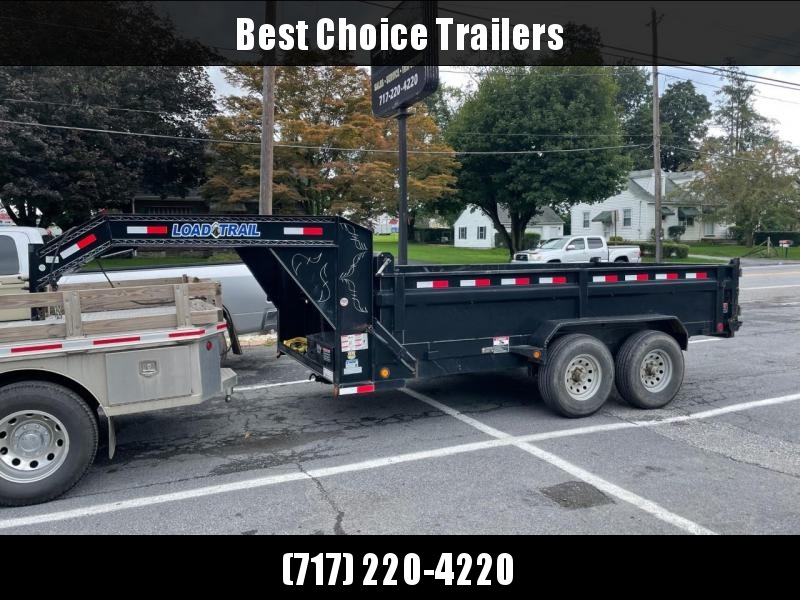 USED Load Trail 7x14' Gooseneck Dump Trailer 14000# GVW * SCISSOR HOIST * TARP KIT * 14-PLY TIRE UPGRADE * SPARE TIRE * DEXTER AXLES * COMBO GATE USED Load Trail 7x14' Gooseneck Dump Trailer 14000# GVW * SCISSOR HOIST * TARP KIT * 14-PLY TIRE UPGRADE * SPARE TIRE * DEXTER AXLES * COMBO GATE