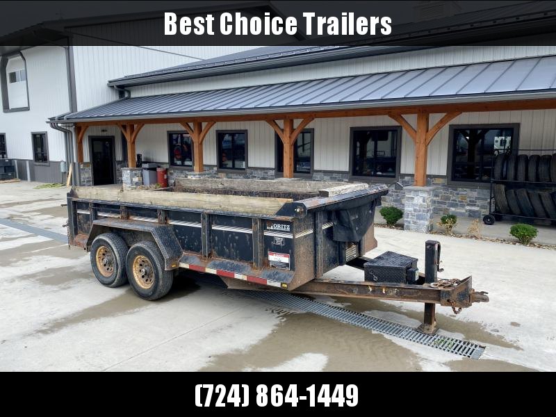 USED 2007 Moritz International 7x14' Low Profile Dump Trailer 14000# GVW * 12K DROP LEG JACK * ADJUSTABLE COUPLER * TARP KIT * AS-IS * FARM USE ONLY USED 2007 Moritz International 7x14' Low Profile Dump Trailer 14000# GVW * 12K DROP LEG JACK * ADJUSTABLE COUPLER * TARP KIT * AS-IS * FARM USE ONLY