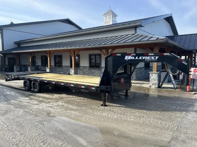 2026 Hillcrest 102x25' Gooseneck Beavertail Deckover Trailer 17600# * 8000# AXLES * 17.5" 16-PLY TIRES * ENGINEERED NECK * PIERCED I-BEAM FRAME * FULL WIDTH RAMPS * CHARCOAL * 12" / 14# I-BEAM * FRONT TOOLBOX / DUAL JACKS * I-BEAM CROSSMEMBERS