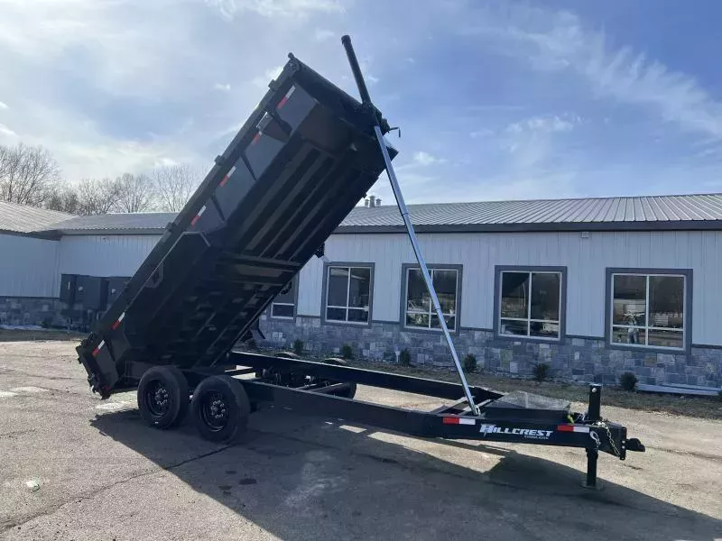 2026 Hillcrest Trailers 7x16' Dump Trailer 17600 GVW * 8000# AXLES * 17.5" 16-PLY TIRES * 12-TON TELESCOPIC HOIST * OVERSIZE TOOLBOX * I-BEAM FRAME * 7GA FLOOR * DELUXE TARP * STRONG RAIL * HD COUPLER * JACKSTANDS * 12" O.C. C/M