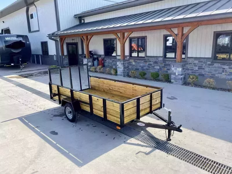2026 AMO 5x10' Wood High Side Angle Iron Utility Landscape Trailer 2200# GVW * 3-BOARD HIGH SIDE * GATE * A-FRAME TONGUE * A-FRAME JACK * 2" BALL