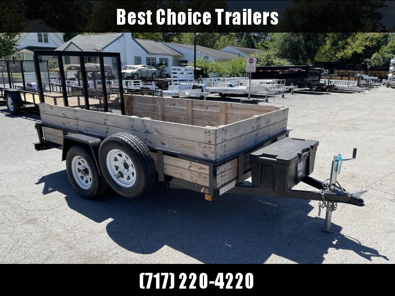 USED 2015 Sure Trac 5x10' Utility Landscape Trailer 2990# GVW * TOOLBOX * SPARE TIRE * WOOD SIDES * D-RINGS USED 2015 Sure Trac 5x10' Utility Landscape Trailer 2990# GVW * TOOLBOX * SPARE TIRE * WOOD SIDES * D-RINGS