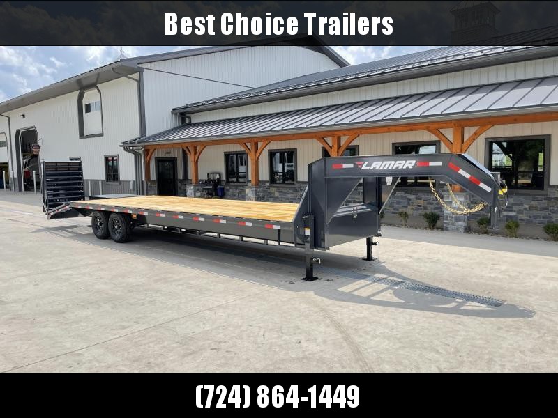 2022 Lamar Trailers 102x25' HD Gooseneck Deckover Trailer 14000# GVW * 12" I-BEAM * FULL WIDTH RAMPS * FRONT TOOLBOX * DUAL JACKS * CHARCOAL 2022 Lamar Trailers 102x25' HD Gooseneck Deckover Trailer 14000# GVW * 12" I-BEAM * FULL WIDTH RAMPS * FRONT TOOLBOX * DUAL JACKS * CHARCOAL
