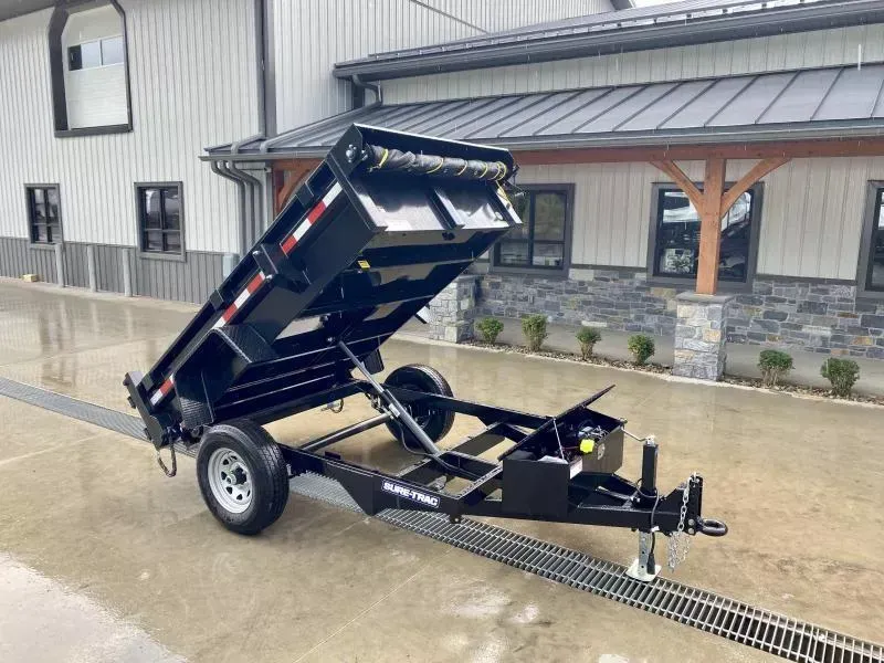2026 Sure-Trac 5x8' Single Axle Dump Trailer 5000# GVW * COMBO DOORS * ADJUSTABLE COPUPLER * DROP LEG JACK * INTEGRATED KEYWAY * SPARE TIRE MOUNT * TARP PREP * D-RINGS * DIAMOND PLATE FENDERS * POWER UP/POWER DOWN * TRIPLE TUBE TONGUE * BULLET
