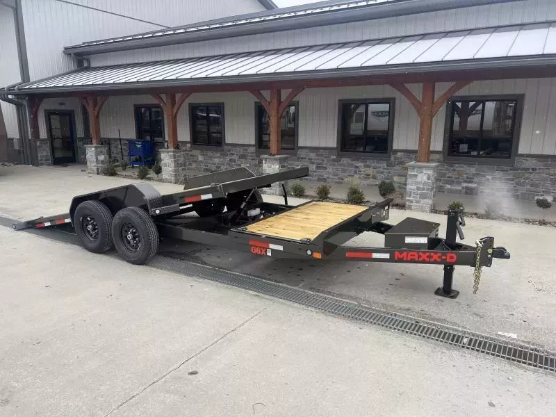 2026 MAXXD 7x20' G6X Gravity Tilt Equipment Trailer 14000# GVW * 16+4' SPLIT DECK * 14-PLY RUBBER * TORSION SUSPENSION * TOOLBOX * STOP/CONTROL VALVE * METALLIC GREY + PRIMER * RUBRAIL/STAKE POCKETS/D-RINGS
