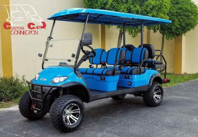 2020 ICON i60L Caribbean Blue Lifted Golf Cart Electric Vehicle 2020 ICON i60L Caribbean Blue Lifted Golf Cart Electric Vehicle