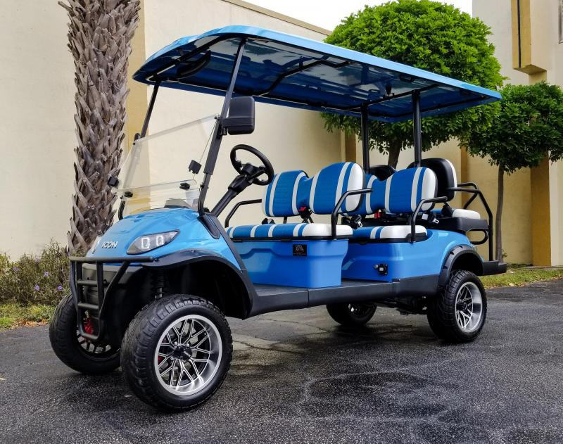 2022 ICON i60L Caribbean Blue Golf Cart 6 Passenger | Custom Golf Carts