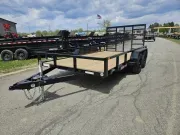 2025 Sure-Trac 7x14 Powder Coated 7K Tube Top Utility Trailer w/Fold Flat Ramp
