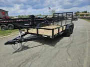 2025 Sure-Trac 7x14 Powder Coated 7K Tube Top Utility Trailer w/Fold Flat Ramp