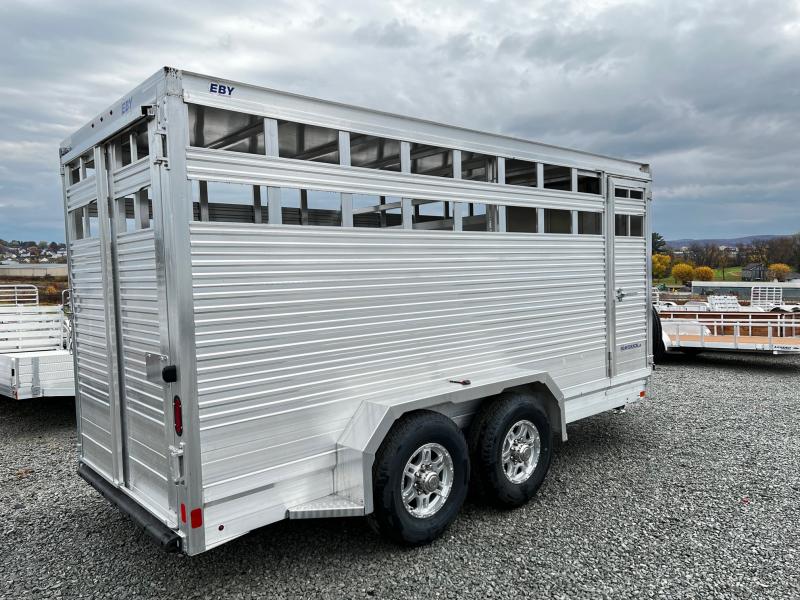 NEW 2023 EBY Maverick LS 16' Bumper Pull Aluminum Stock Trailer w/ Centergate Stock Trailers