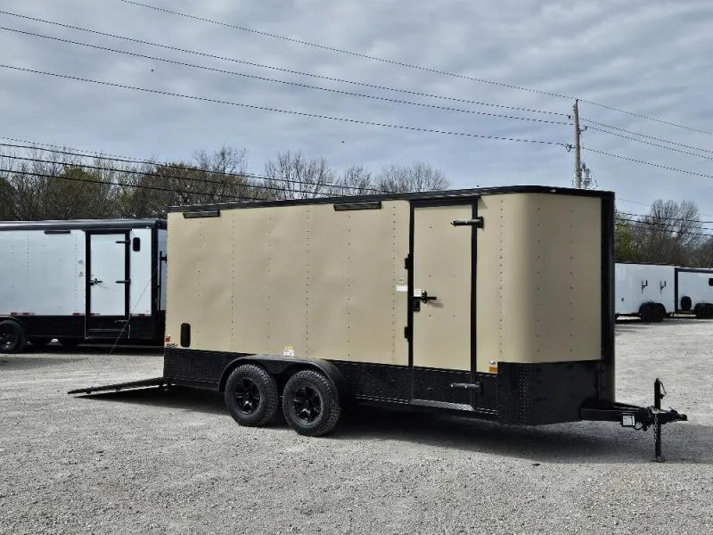 2026 Cargo Craft EV7182 (70793) 7'x18' Sierra Tan V-Nose Enclosed Trailer, All Terrain Tires