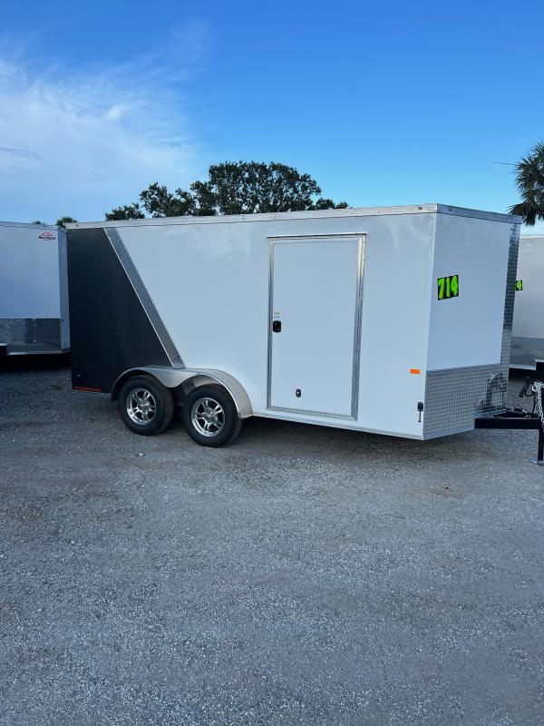 2023 Rock Solid Cargo 7X14 TANDEM AXLE 7K GVWR WHITE/CHARCOAL 2-TONE WITH ALUMINUM WHEELS Cargo / Enclosed Trailer gLI9UOmxq075