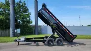 2026 Moritz International 7'x14' 14k Scissor / Tarp / Spare / Pallet Forks / Dump Trailer 