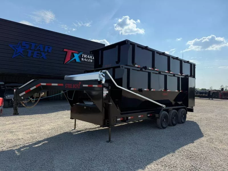 83" X 20' ROLL OFF DUMP TRAILER 21K W/ 2 - 30 YARD DUMPSTERAS