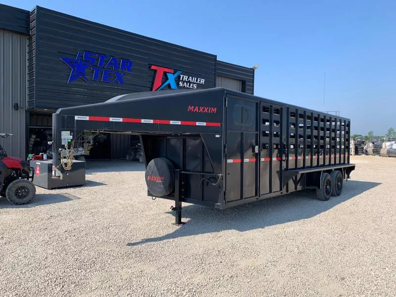  6'6"X 24' Maxxim Livestock Trailer 14K  W/ 4' TACK ROOM