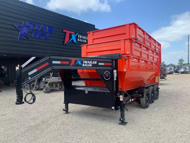 16' GOOSENECK ROLL OFF TRAILER  W/ 3 - 15' YARD DUMPSTERS