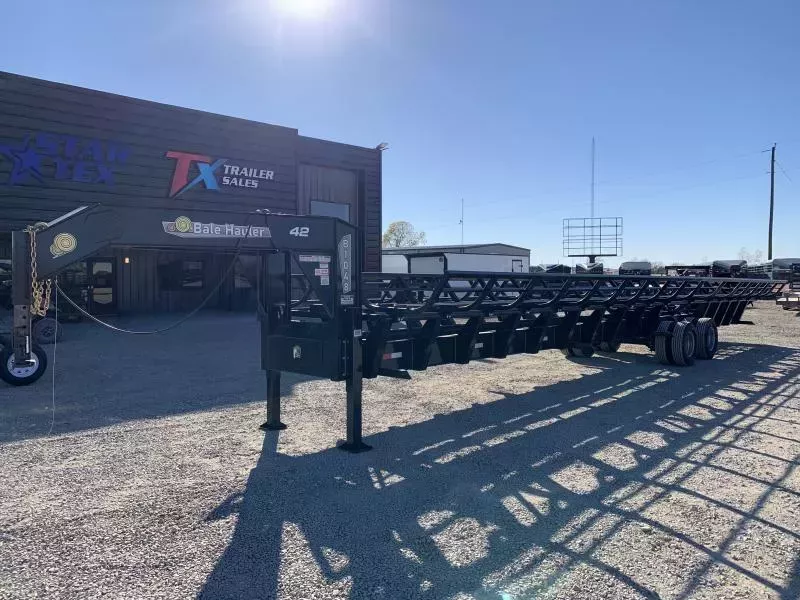 40' DUAL TANDEM DOUBLE DROP HAY TRAILER W/ 12K AXLES & HYD JACKS