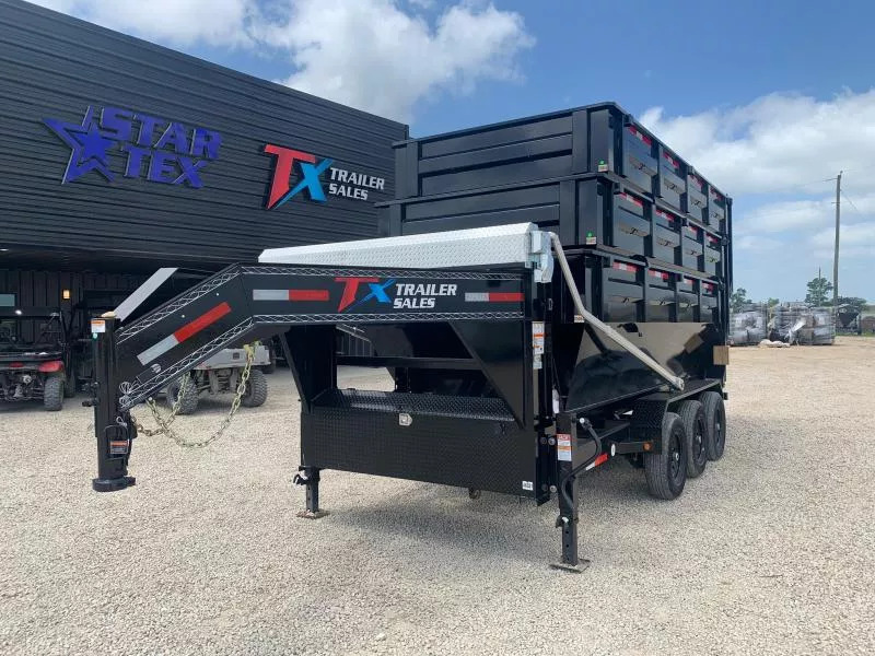 16' GOOSENECK ROLL OFF TRAILER  W/ 3 - 15' YARD DUMPSTERS