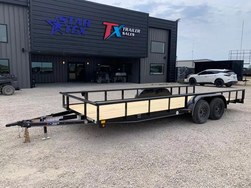 83" X 20' UTILITY 7K  W/ 5' SLIDE IN RAMPS OUT THE BACK