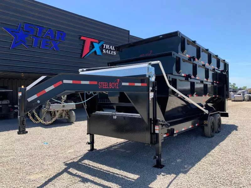 83" X 20' ROLL OFF DUMP TRAILER 16K W/ 3 - 20 YARD DUMPSTERAS