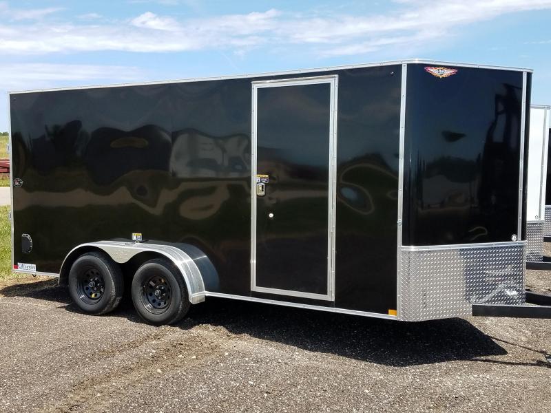 2021 H&H 7x16 BLACK 7X16 FLAT TOP V-NOSE TANDEM AXLE CARGO TRAILER 2021 H&H 7x16 BLACK 7X16 FLAT TOP V-NOSE TANDEM AXLE CARGO TRAILER