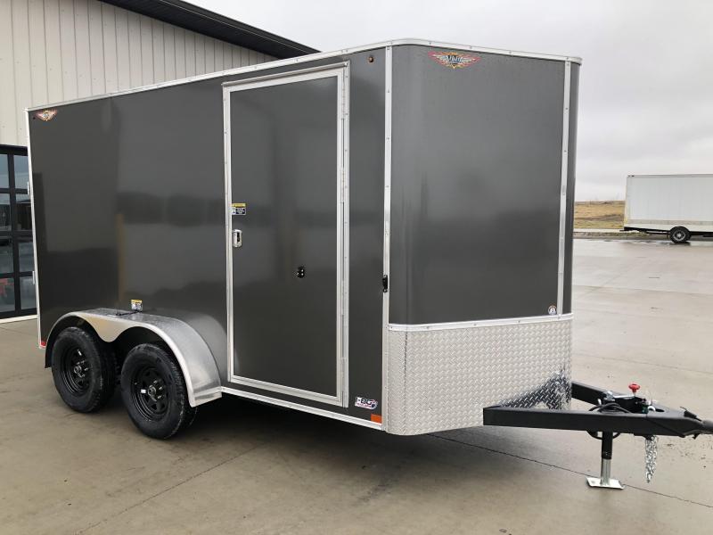 2021 H AND H 7x14 CHARCOAL FLAT TOP V-NOSE TANDEM AXLE CARGO TRAILER 2021 H AND H 7x14 CHARCOAL FLAT TOP V-NOSE TANDEM AXLE CARGO TRAILER