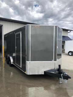 2021 H&H 8X18 CHARCOAL ENCLOSED FLAT TOP V-NOSE CARGO TRAILER WITH 5.2K AXLES 2021 H&H 8X18 CHARCOAL ENCLOSED FLAT TOP V-NOSE CARGO TRAILER WITH 5.2K AXLES