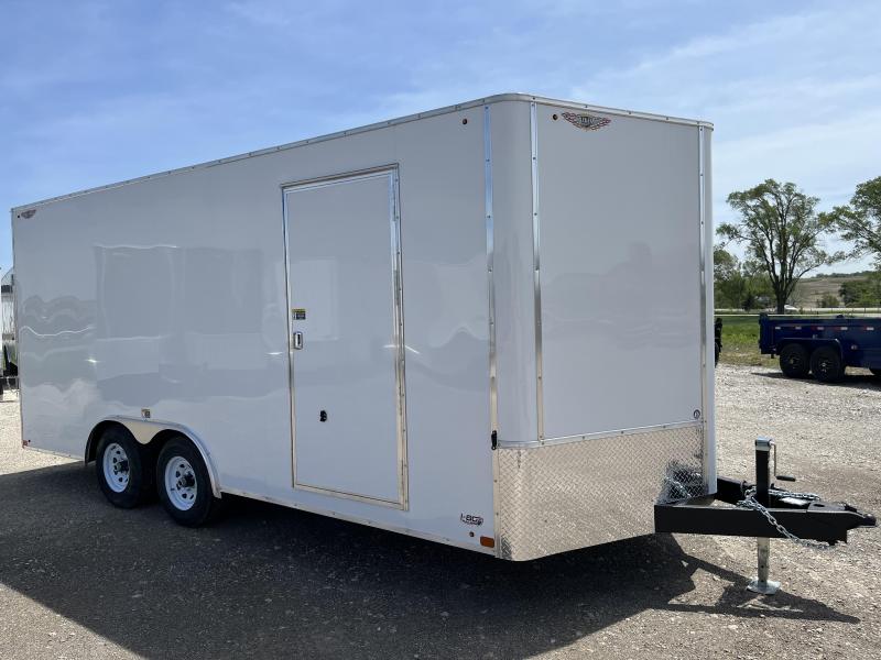 2022 H&H White 8.5x18 10K Flat Top VNose Enclosed Cargo Trailer I80