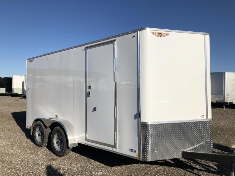 2021 H&H 7x16 WHITE 7X16 FLAT TOP V-NOSE TANDEM AXLE CARGO TRAILER 2021 H&H 7x16 WHITE 7X16 FLAT TOP V-NOSE TANDEM AXLE CARGO TRAILER