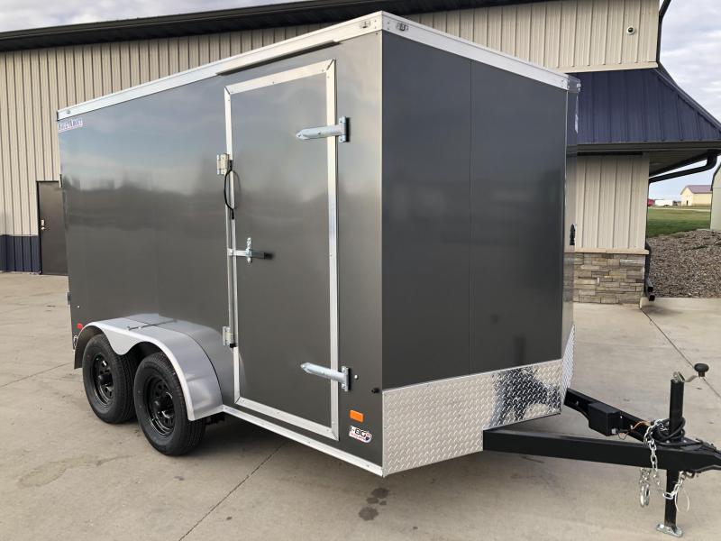 2022 HAUL-ABOUT COUGAR CHARCOAL 7X12 TANDEM FLAT TOP V-NOSE ENCLOSED CARGO TRAILER 2022 HAUL-ABOUT COUGAR CHARCOAL 7X12 TANDEM FLAT TOP V-NOSE ENCLOSED CARGO TRAILER
