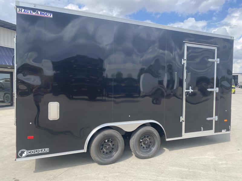 2022 HAUL-ABOUT COUGAR BLACK 8.5X16 TANDEM FLAT TOP V-NOSE ENCLOSED CARGO TRAILER 2022 HAUL-ABOUT COUGAR BLACK 8.5X16 TANDEM FLAT TOP V-NOSE ENCLOSED CARGO TRAILER