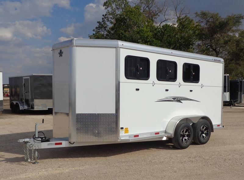 2023 Titan Trailers 6'8" x 16' Lightning 3- Horse Aluminum Trailer 2023 Titan Trailers 6'8" x 16' Lightning 3- Horse Aluminum Trailer