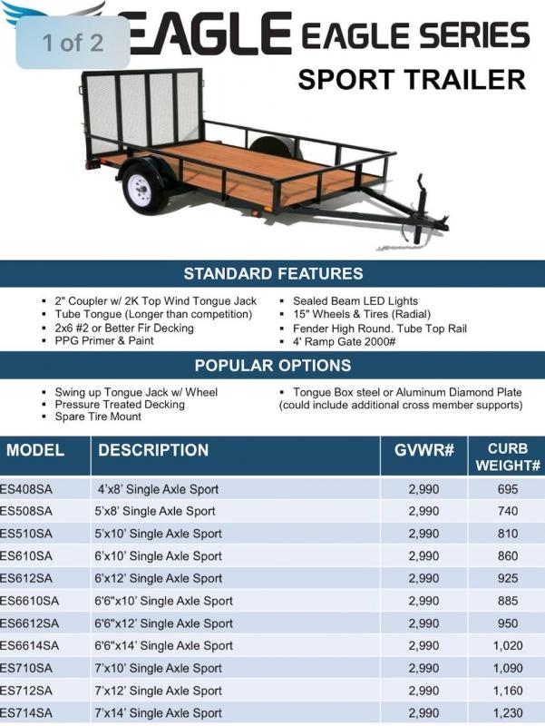 2022 Eagle Trailer 6' x 10' Eagle Sport Utility Trailer Freeway
