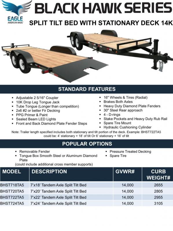 2021 Eagle Trailer 7' x 20' Black Hawk Split Tilt 14K Flatbed Trailer 2021 Eagle Trailer 7' x 20' Black Hawk Split Tilt 14K Flatbed Trailer